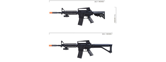 UK Arms M-16A Spring Powered Rifle with 2 Magazines and 2 Stocks (Color: Black)