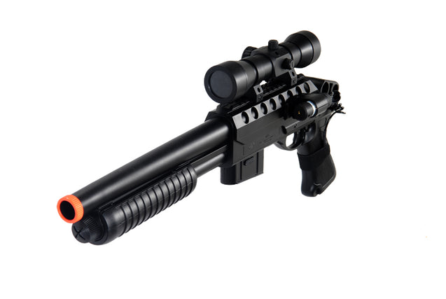 DE Airsoft Tactical Sawed-Off Pump Action Shotgun W/ Accessory Scope