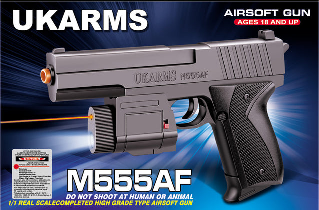 Ukarms M555Af Spring Pistol W/ Laser And Flashlight (Black)