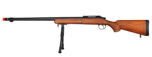 UK Arms Airsoft VSR-10 Bolt Action Rifle W/ Fluted Barral Bipod - Wood