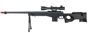 Wellfire Airsoft L96 Fluted Bolt Action Illuminated Scope Rifle - Black Airsoft Gun Rifles