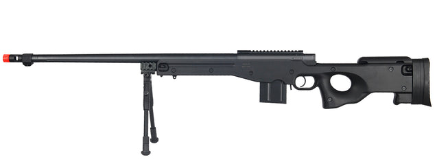 Well Airsoft Bolt Action Rifle W/ Fluted Barrel And Bipod - Black Airsoft Gun Rifles