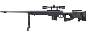 Well Mb4403Bab Bolt Action Rifle W/Fluted Barrel, Scope & Bipod (Color: Black) Airsoft Gun Rifles