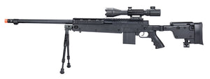 WellFire MB4407 Bolt Action Airsoft Sniper Rifle w/ Scope & Bipod (Black)