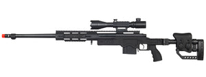 Well Mb4411Ba2 Bolt Action Rifle W/Fluted Barrel & Illuminated Scope (Color: Black) Airsoft Gun Rifles