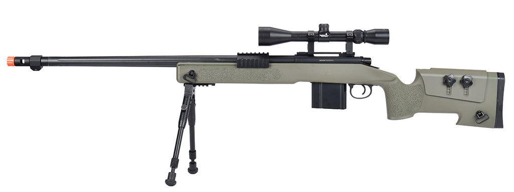 Wellfire Mb4416 M40A3 Bolt Action Sniper Rifle W/ Scope & Bipod (Od Gr ...