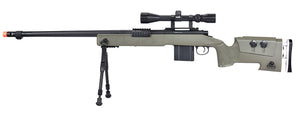 WellFire MB4417 M40A3 Bolt Action Airsoft Sniper Rifle w/ Scope & Bipod (OD GREEN)