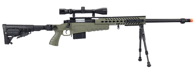 WellFire MB4418-1 Bolt Action Airsoft Sniper Rifle w/ Scope & Bipod (OD GREEN) Airsoft Gun Rifles