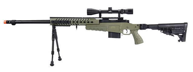 WellFire MB4418-1 Bolt Action Airsoft Sniper Rifle w/ Scope & Bipod (OD GREEN) Airsoft Gun Rifles