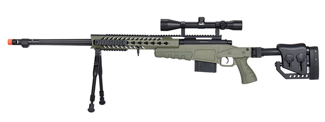 WellFire MB4418-2 Bolt Action Airsoft Sniper Rifle w/ Scope & Bipod (OD GREEN) Airsoft Gun Rifles