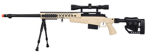 WellFire MB4418-2 Bolt Action Airsoft Sniper Rifle w/ Scope & Bipod (TAN) Airsoft Gun Rifles
