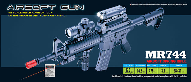 Wellfire M4 Ris Spring Airsoft Rifle W/ Red Dot And Flashlight