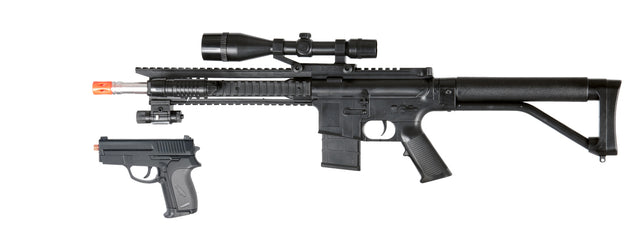 Ukarms P1137 RIS Spring Rifle w/ Scope, Laser & Flashlight and Bonus P618 Spring Pistol in Combo Box