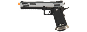WE Tech 1911 Hi-Capa T-Rex Competition Gas Blowback Airsoft Pistol W/ Sight Mount & Top Ports (Two Tone / Silver)