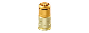 Lancer Tactical 96 Round CNC Aluminum Airsoft 40mm Green Gas Grenade Shell (Color: Gold / Green)